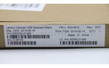 Lenovo 00XH618 DT_KYB USB Calliope KB BK SLK