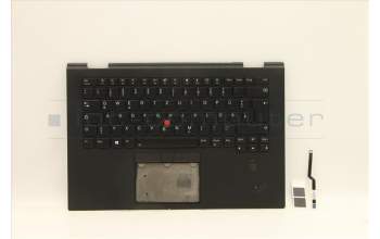 Lenovo 01LX833 C-Cover with keyboard, German, Black, Backlight, UK