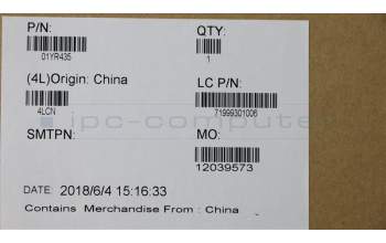 Lenovo 01YR435 MECH_ASM_Case_Rear_Cover_WQHD_IR_Black