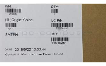 Lenovo 01YR643 C-Cover with keyboard, Czech Slovakian, Black, FingerPrint Reader, UK