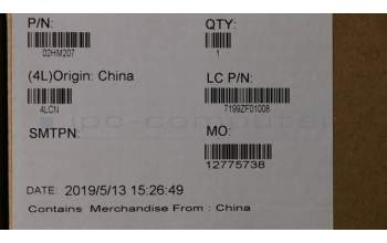 Lenovo 02HM207 C-Cover with keyboard,Danish,Black,Backlight