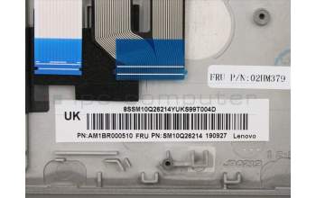 Lenovo 02HM379 C-Abdeckung mit Tastatur, Englisch (GB), Silber, Hintergrundbeleuchtung, Fingerabdruck