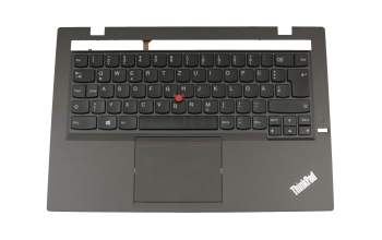04X6500 original Lenovo keyboard incl. topcase DE (german) black/black with backlight and mouse-stick