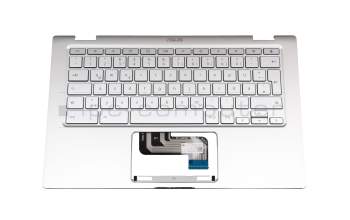 0KN1-7EGE12 original Asus keyboard incl. topcase DE (german) silver/silver with backlight