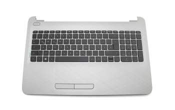 Keyboard incl. topcase DE (german) black/silver with white keyboard inscription, line structure on housing surface original suitable for HP 15-ba100