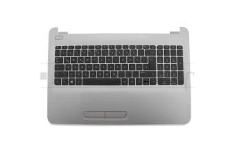 Keyboard incl. topcase DE (german) black/silver with gray keyboard lettering original suitable for HP 15-ay000
