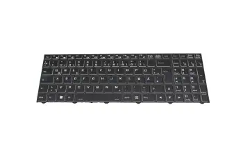 6-80-NJ500-07A-K original Clevo keyboard DE (german) black/white/black with backlight (backlight white)