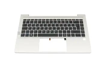 N45428-041 original HP keyboard incl. topcase DE (german) black/silver with backlight
