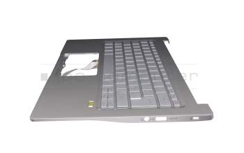 102-016M2LHA03 original Acer keyboard incl. topcase DE (german) silver/silver with backlight