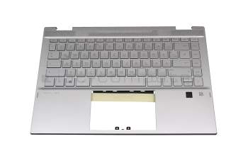 2H-BCRGMI63411 original Primax keyboard incl. topcase DE (german) silver/silver with backlight Fingerprint / backlight