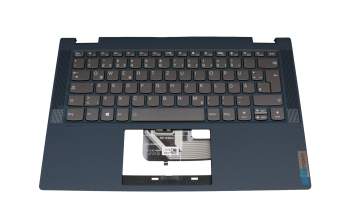 460.0MD06.0001 original Lenovo keyboard incl. topcase DE (german) dark grey/blue with backlight blue