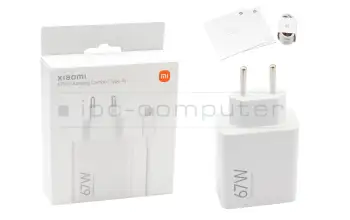 USB-C AC-adapter 67.0 Watt EU wallplug white (Charging Combo Type-A) original for Xiaomi Mi 9