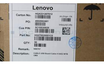 Lenovo 5C10S30939 CABLE USB Board Cable H 83E2 WTB UMA