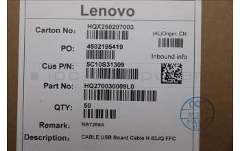 Lenovo 5C10S31309 USB Board Cable H 83JQ FFC