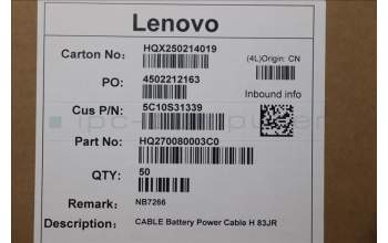 Lenovo 5C10S31339 CABLE Battery Power Cable H 83JR