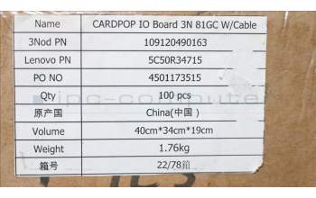 Lenovo 5C50R34715 IO Board 3N 81GC W/Cable