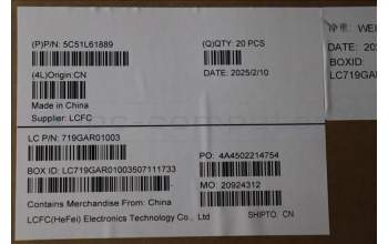 Lenovo 5C51L61889 Camera,5M,RGB+IR,USB,UF,Bsn