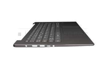 5CB0R11734 original Lenovo keyboard incl. topcase DE (german) grey/grey with backlight (fingerprint)