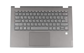 5CB0S17337 original Lenovo keyboard incl. topcase DE (german) grey/grey with backlight for Fingerprint