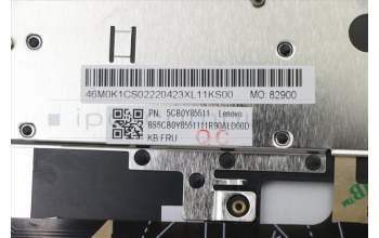 Lenovo 5CB0Y85511 C-Cover with keyboard, Belgian, Grey, Backlight, Fingerprint, UK