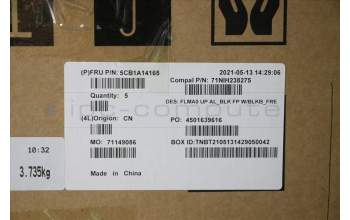 Lenovo 5CB1A14165 C-Cover with keyboard, French, Black, Backlight, Fingerprint