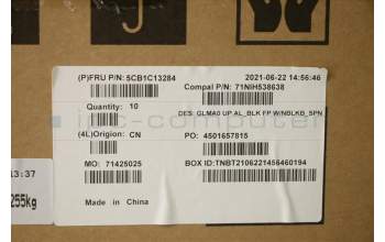 Lenovo 5CB1C13284 C-Cover with keyboard,Spanish,Black,Non_Backlight,Fingerprint