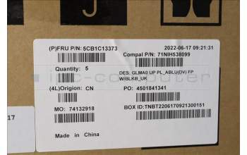 Lenovo 5CB1C13373 COVER Upper C82LM PL_ABLUD FP BLKB_UK