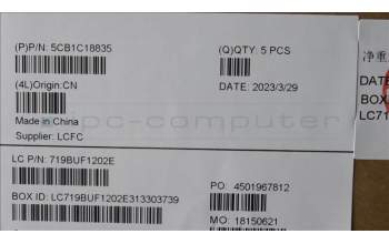 Lenovo 5CB1C18835 COVER Upper Case ASM_HIN L82KD BK TEX