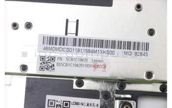 Lenovo 5CB1C19429 C-Cover with keyboard,German,Platinum Grey