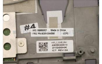 Lenovo 5CB1C94056 COVER Upper Case ASM_BEL L82K8 GY RGB