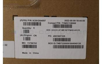 Lenovo 5CB1D04597 COVER Upper Case ASM_FRA/ARA C 82K1