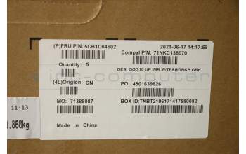 Lenovo 5CB1D04602 COVER Upper Case ASM_GRE C 82K1 RGB