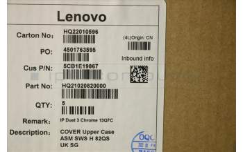 Lenovo 5CB1E19867 COVER Upper Case ASM SWS H 82QS UK SG