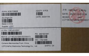 Lenovo 5CB1F36608 COVER Upper Case ASM_SPA L82QY BK_TEX