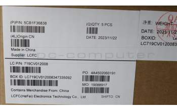Lenovo 5CB1F36838 COVER Upper Case ASM_TC L82QX NFP BK