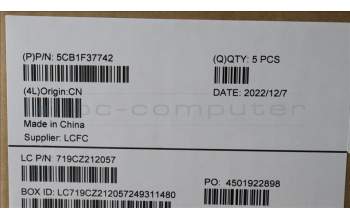 Lenovo 5CB1F37742 COVER Upper Case ASM_FRA/ENGL82RFSGw/RGB