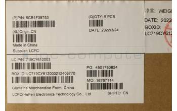 Lenovo 5CB1F38753 COVER Upper Case ASM_CZE/SLK L82RB STGY