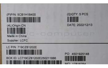 Lenovo 5CB1H18400 COVER Upper Case ASM_JPN L82S0 SG w/WH