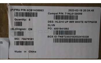 Lenovo 5CB1H38863 COVER Upper Case ASM_SLV C 82S9 WHT