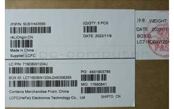 Lenovo 5CB1H43559 C-Abdeckung mit Tastatur, Belgisch, Nebelblau, Hintergrundbeleuchtung, Fingerabdruck, GB