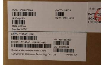 Lenovo 5CB1H72805 COVER Upper Case ASM_FRA L82RM MB_FP_BL