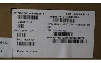 Lenovo 5CB1H82114 C-Cover with keyboard, Czech Slovakian, Storm Grey, Backlight, UK