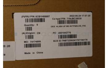 Lenovo 5CB1H88687 C-Cover with keyboard, French, Mineral Grey, Backlight, US