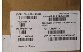 Lenovo 5CB1H89865 COVER UpperCaseASM_NORDIC C82S9 E3 BLA