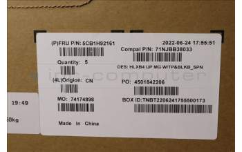 Lenovo 5CB1H92161 COVER Upper Case ASM_SPA C21DK MGBL