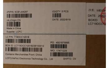 Lenovo 5CB1J04297 COVER Upper Case ASM_ITA L82TF RGBOG