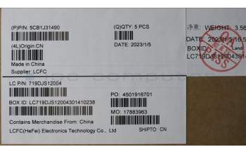 Lenovo 5CB1J31490 COVER Upper Case ASM_EURO ENG L82UGOG_WH