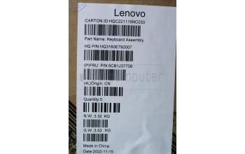 Lenovo 5CB1J37708 C-Cover with keyboard, Italian, Grey