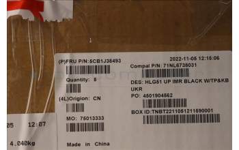 Lenovo 5CB1J38493 COVER Upper Case ASM_UKR C 82SC BLA