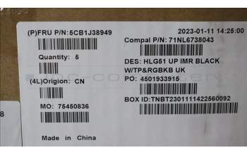 Lenovo 5CB1J38949 COVER UpperCase ASM_UKE C82SCRGB BLA